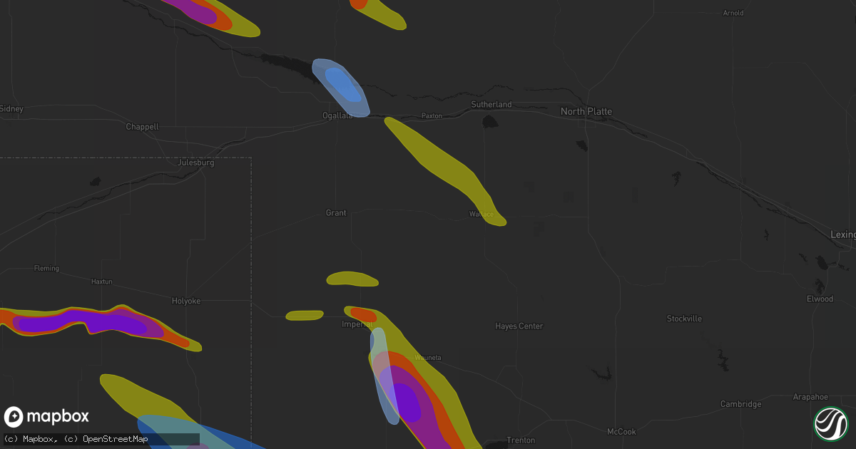 Hail map in Elsie, NE on June 21, 2026