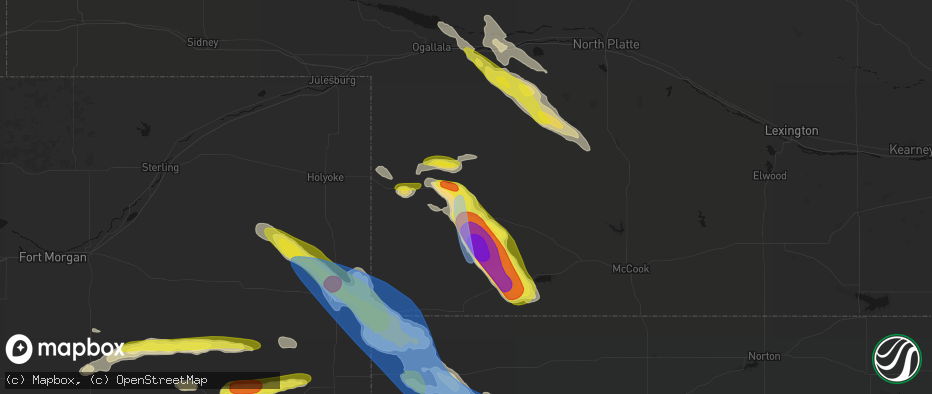 Hail map in Enders, NE on June 21, 2026