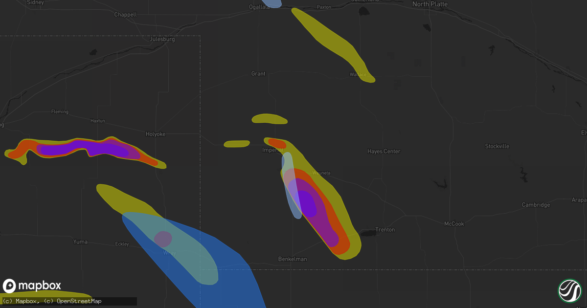 Hail map in Enders, NE on June 21, 2026