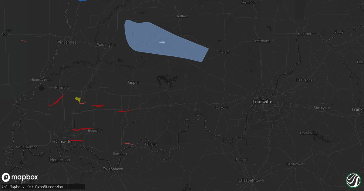 Hail map in English, IN on June 21, 2026