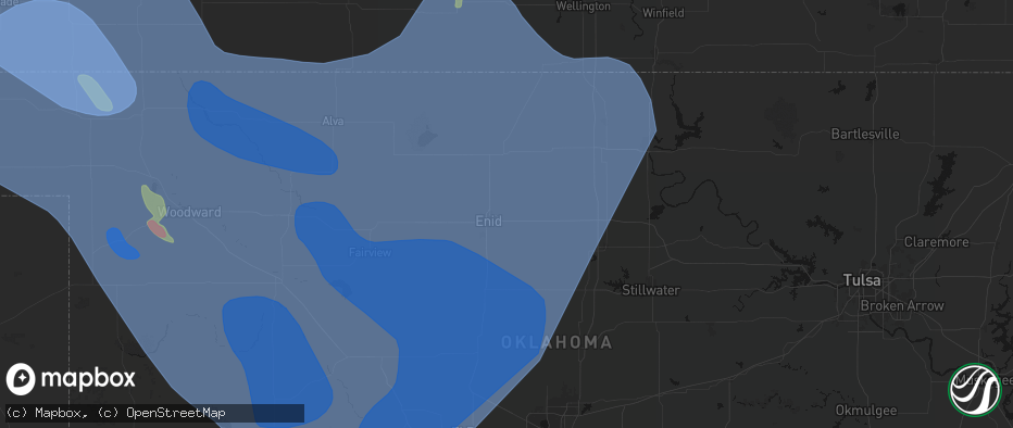 Hail map in Enid, OK on June 21, 2026