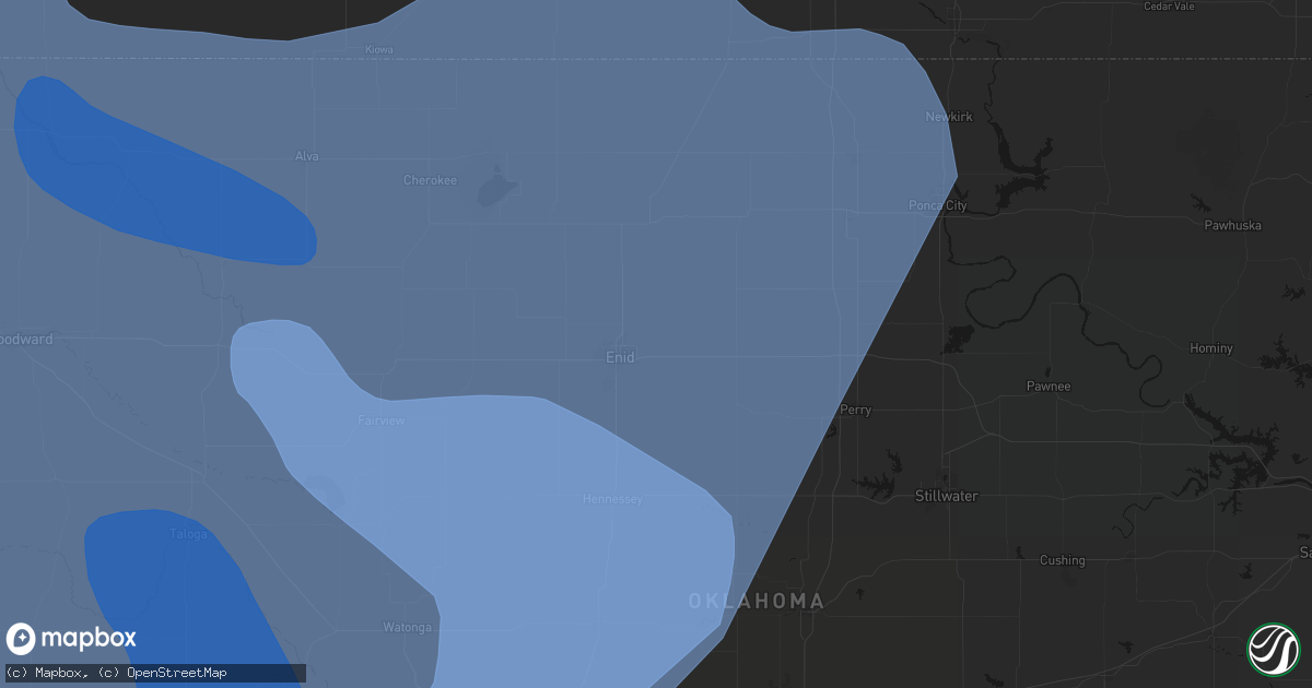 Hail map in Enid, OK on June 21, 2026
