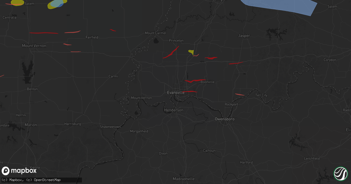 Hail map in Evansville, IN on June 21, 2026