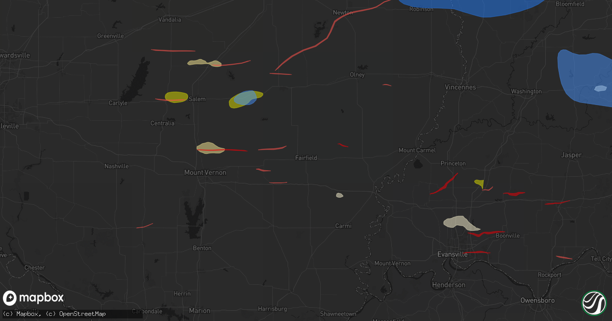 Hail map in Fairfield, IL on June 21, 2026