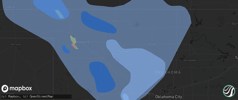 Hail map in Fairview, OK on June 21, 2026