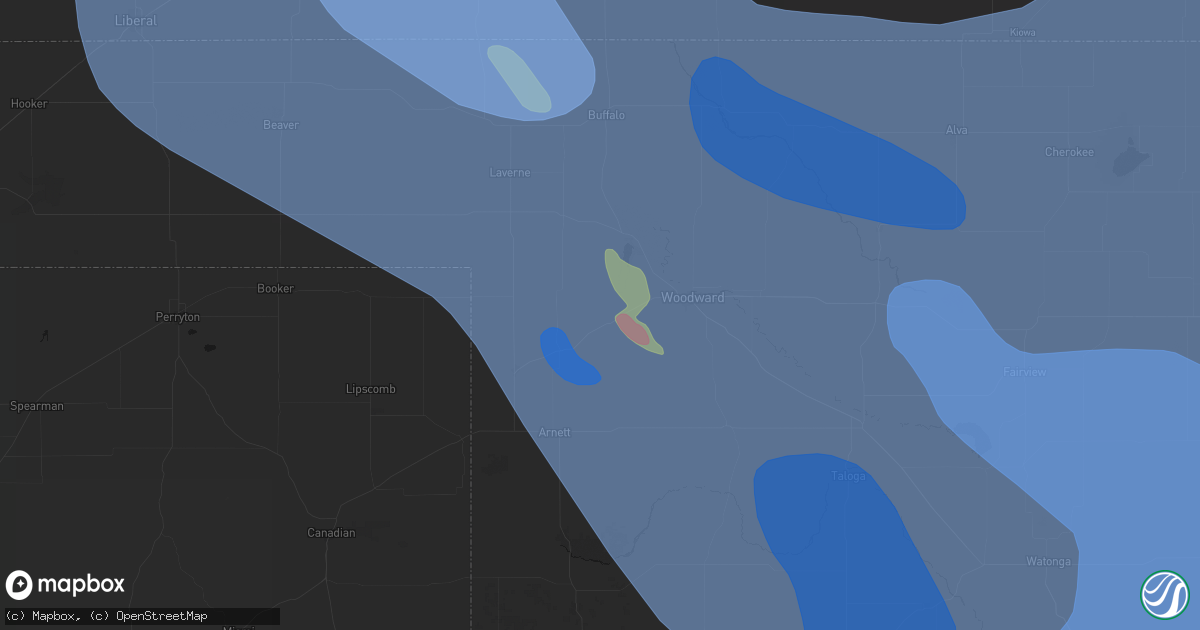 Hail map in Fargo, OK on June 21, 2026