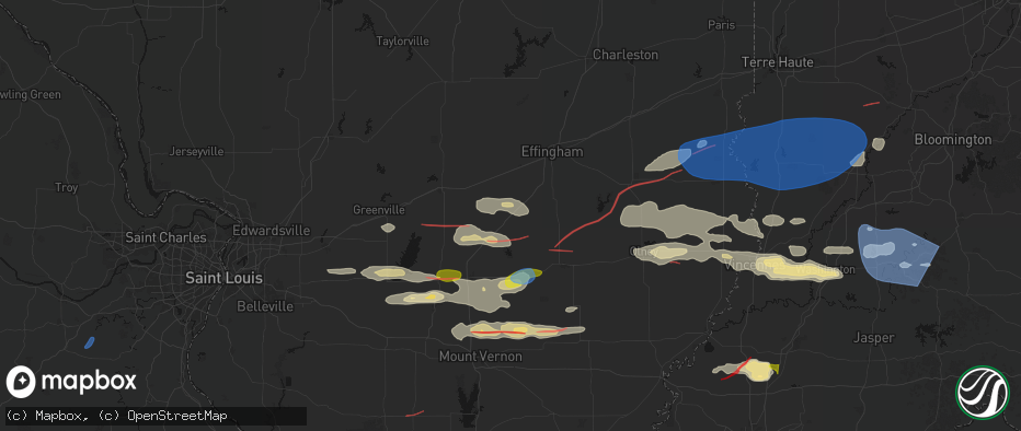 Hail map in Farina, IL on June 21, 2026