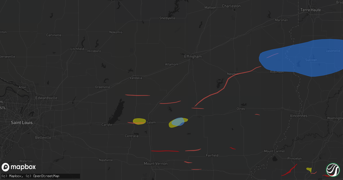 Hail map in Farina, IL on June 21, 2026