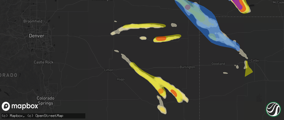 Hail map in Flagler, CO on June 21, 2026