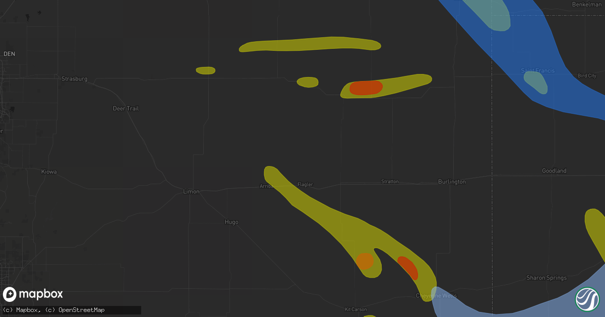 Hail map in Flagler, CO on June 21, 2026