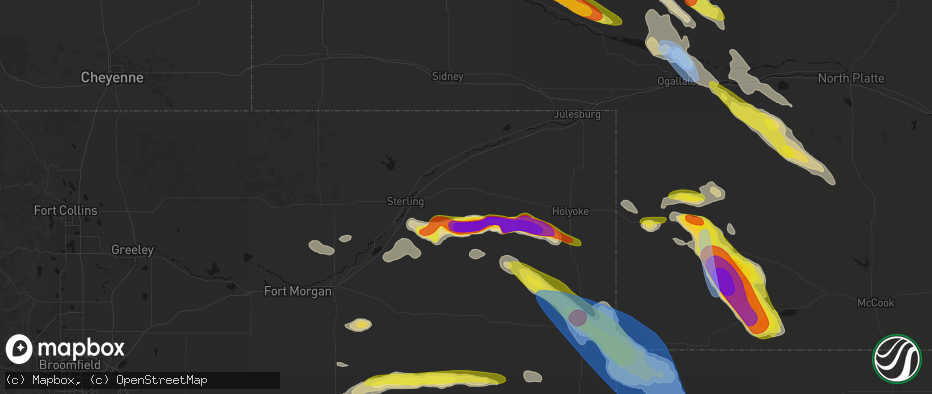 Hail map in Fleming, CO on June 21, 2026