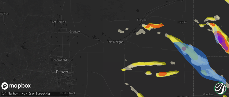 Hail map in Fort Morgan, CO on June 21, 2026