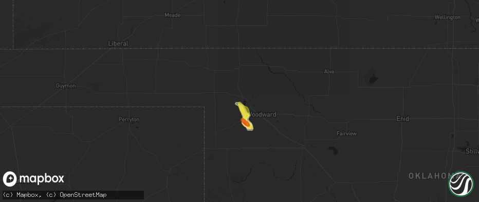 Hail map in Fort Supply, OK on June 21, 2026