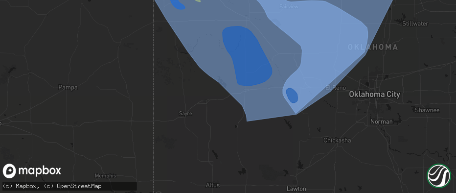 Hail map in Foss, OK on June 21, 2026