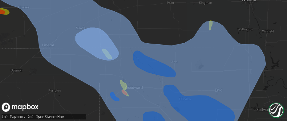 Hail map in Freedom, OK on June 21, 2026