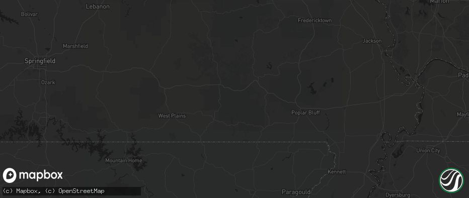 Hail map in Fremont, MO on June 21, 2026