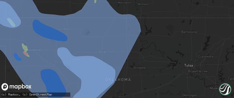 Hail map in Garber, OK on June 21, 2026