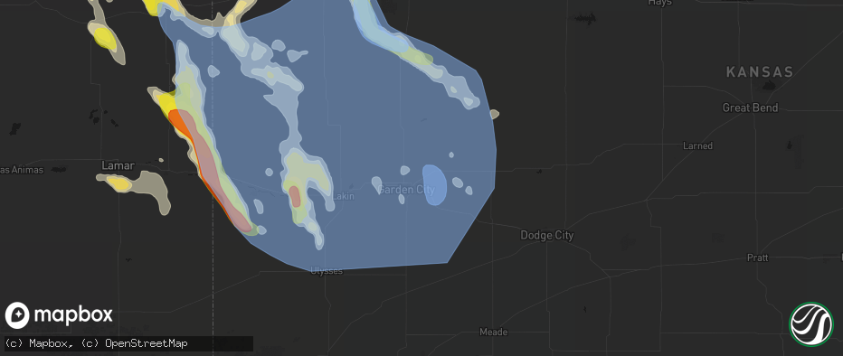 Hail map in Garden City, KS on June 21, 2026