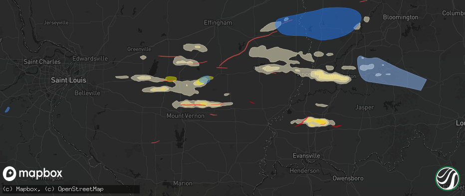 Hail map in Geff, IL on June 21, 2026