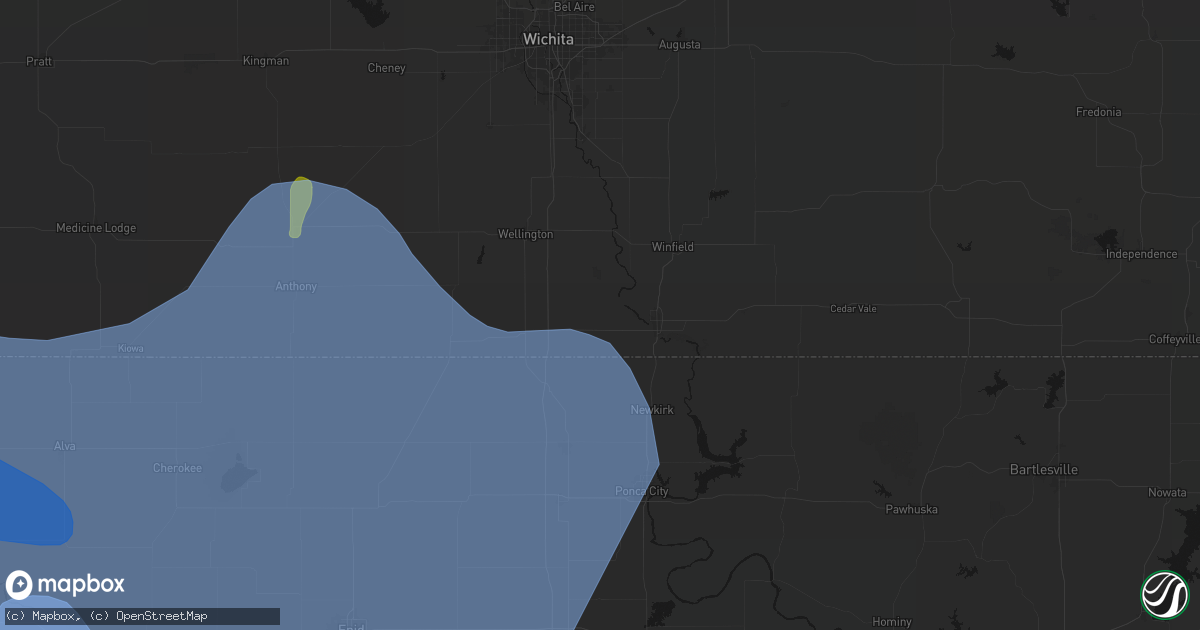 Hail map in Geuda Springs, KS on June 21, 2026