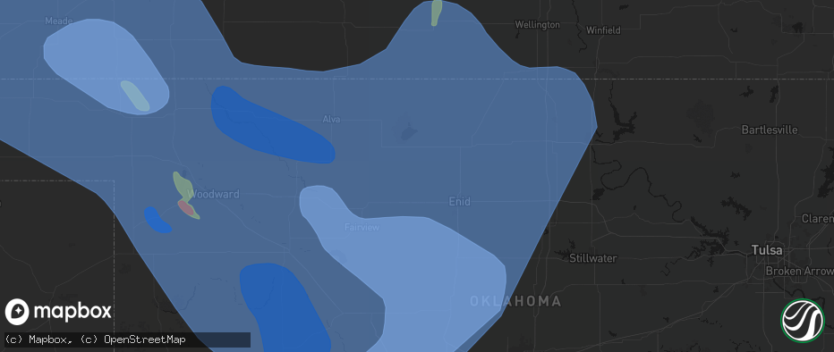 Hail map in Goltry, OK on June 21, 2026