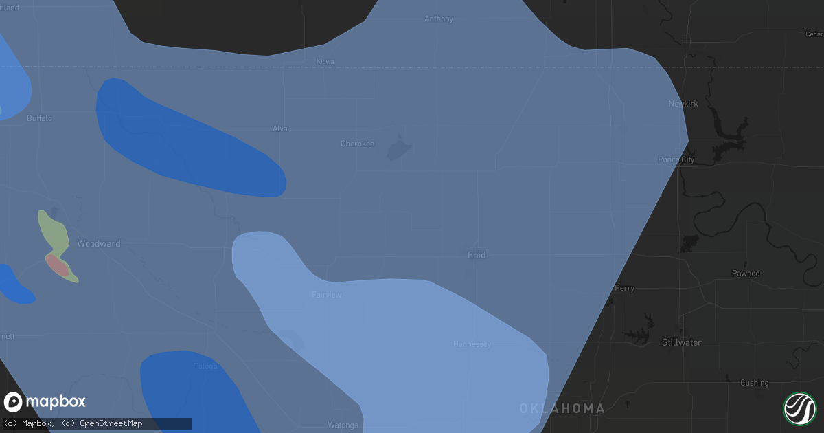 Hail map in Goltry, OK on June 21, 2026
