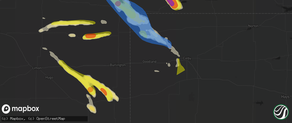 Hail map in Goodland, KS on June 21, 2026