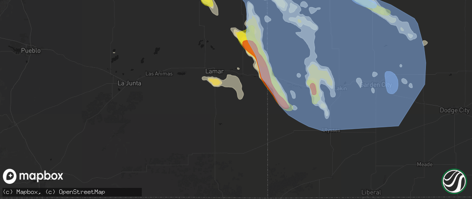 Hail map in Granada, CO on June 21, 2026