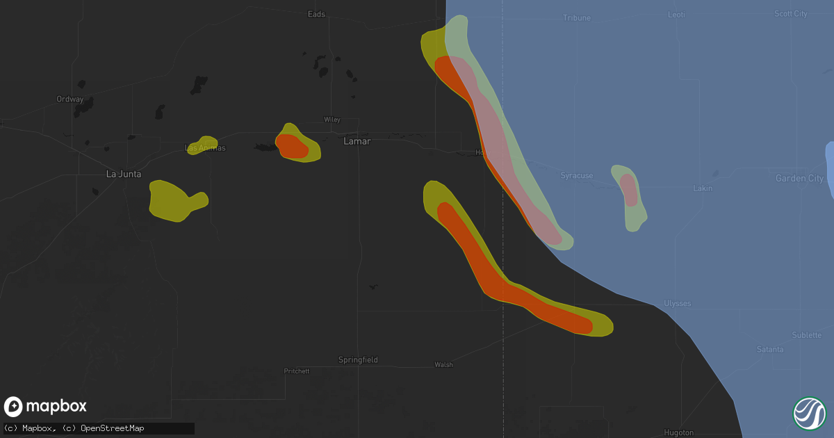 Hail map in Granada, CO on June 21, 2026