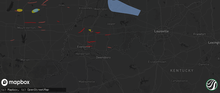 Hail map in Grandview, IN on June 21, 2026