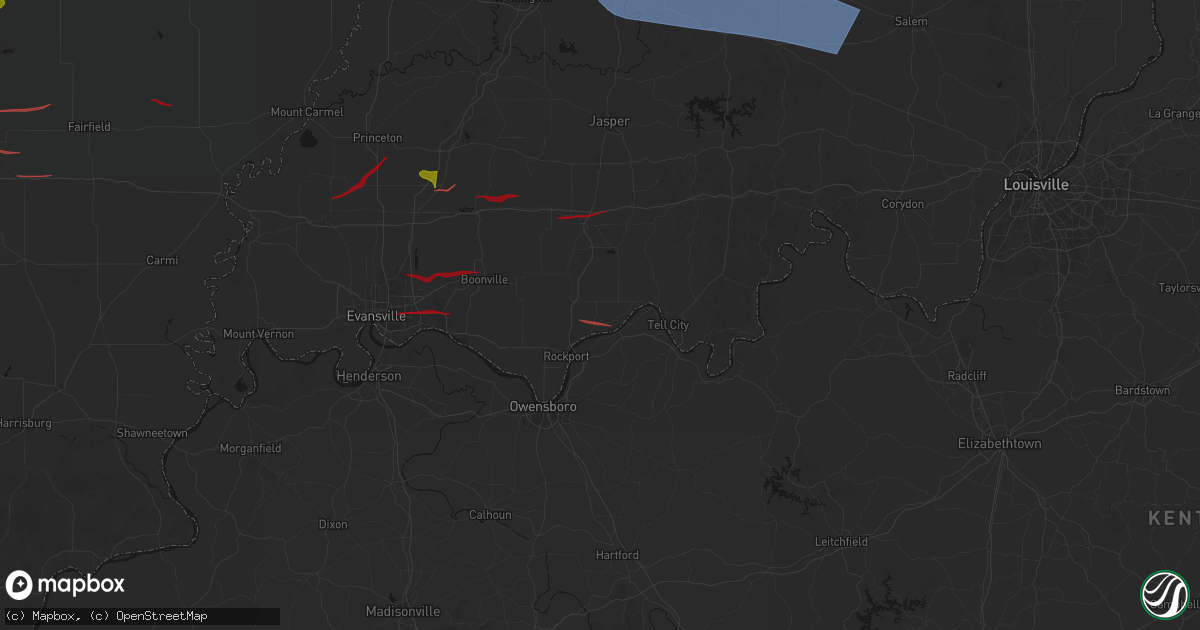 Hail map in Grandview, IN on June 21, 2026
