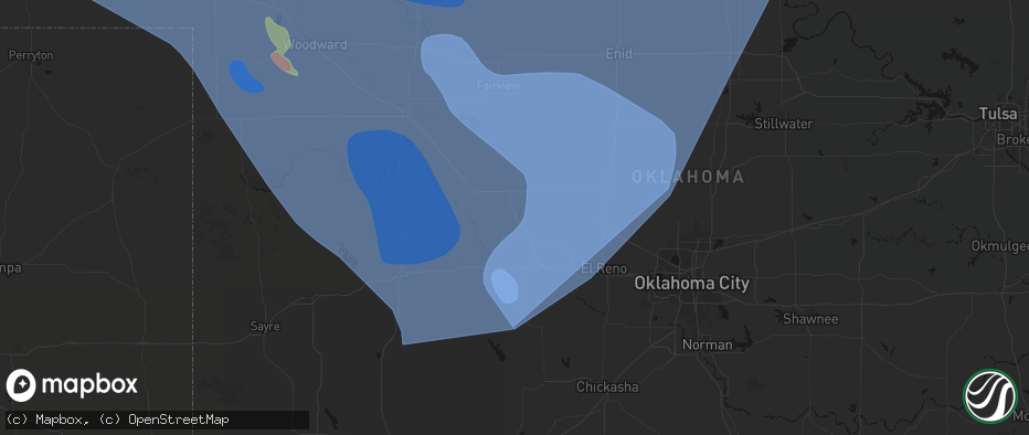 Hail map in Greenfield, OK on June 21, 2026