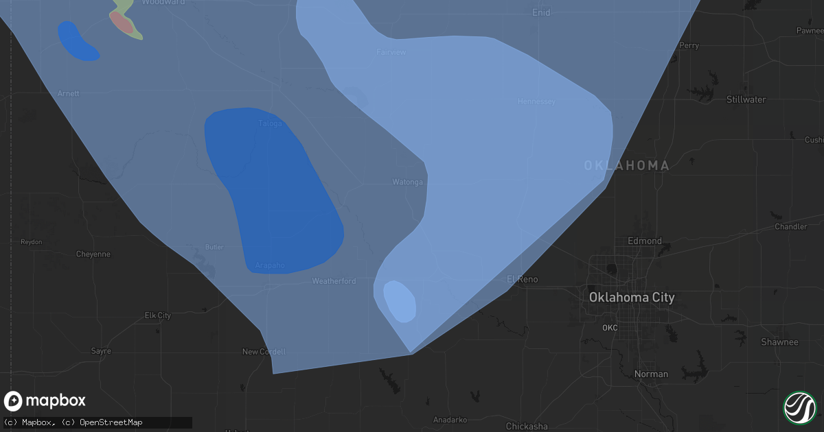 Hail map in Greenfield, OK on June 21, 2026