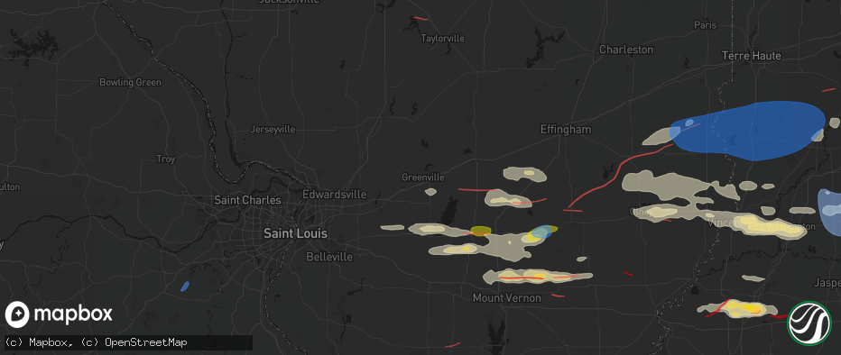 Hail map in Greenville, IL on June 21, 2026