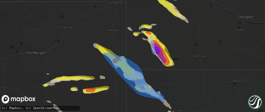Hail map in Haigler, NE on June 21, 2026