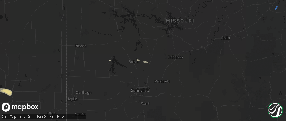 Hail map in Half Way, MO on June 21, 2026