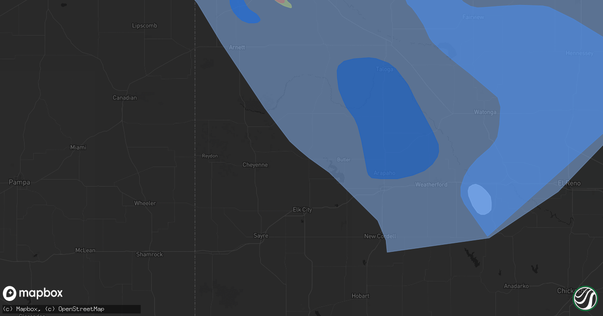 Hail map in Hammon, OK on June 21, 2026