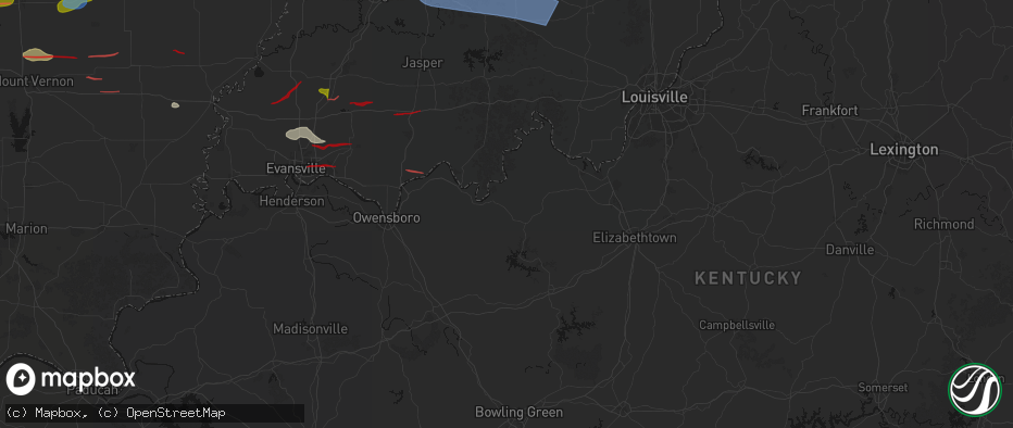 Hail map in Hardinsburg, KY on June 21, 2026