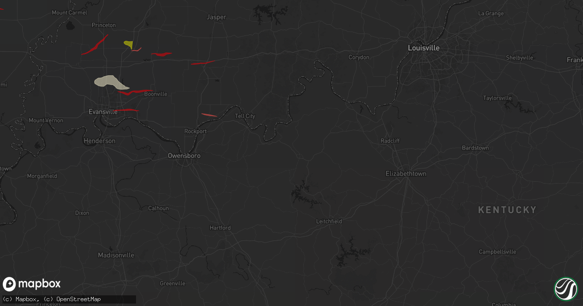 Hail map in Hardinsburg, KY on June 21, 2026