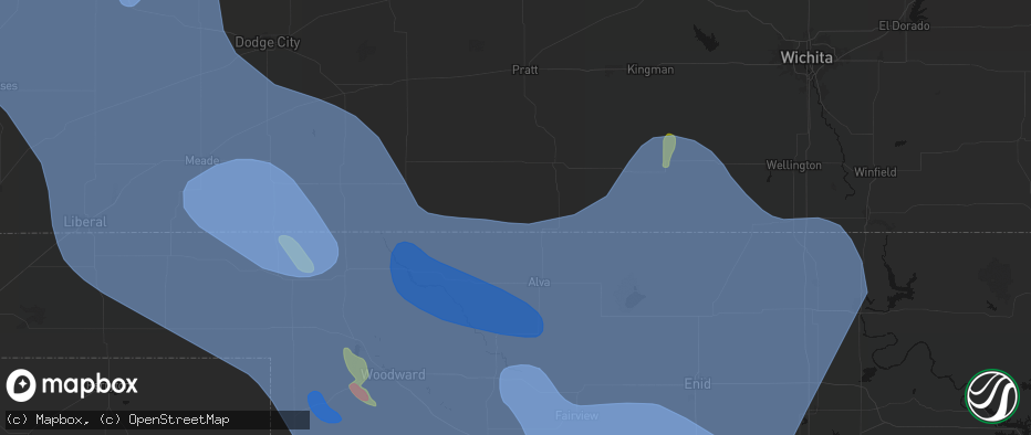 Hail map in Hardtner, KS on June 21, 2026