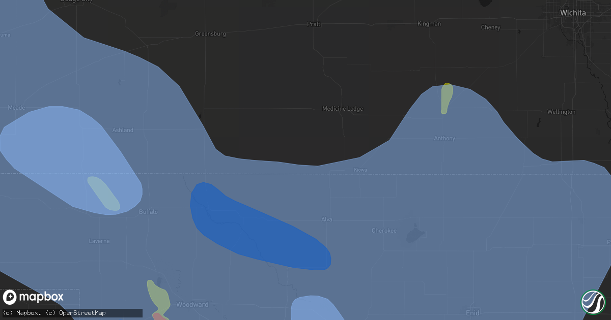 Hail map in Hardtner, KS on June 21, 2026