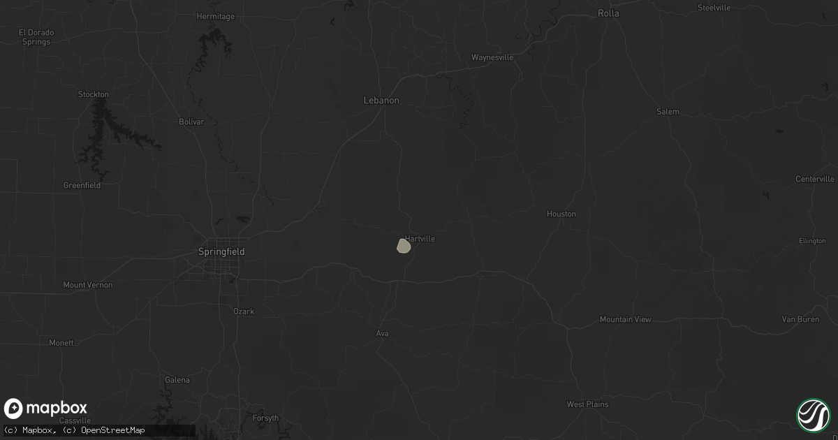 Hail map in Hartville, MO on June 21, 2026