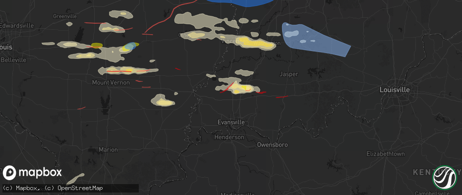 Hail map in Haubstadt, IN on June 21, 2026