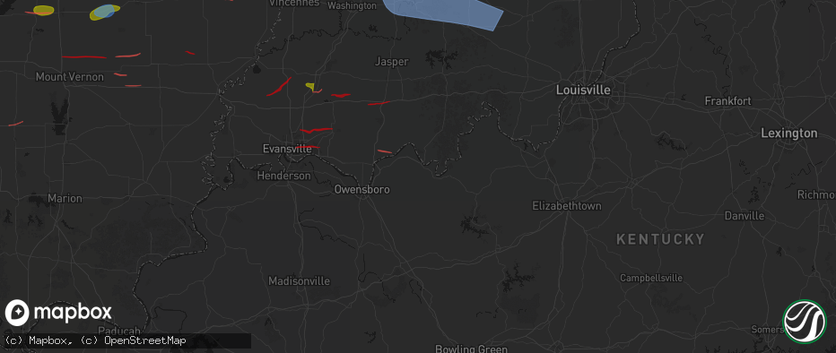 Hail map in Hawesville, KY on June 21, 2026
