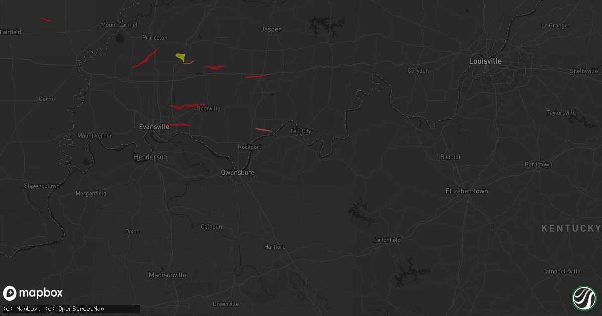 Hail map in Hawesville, KY on June 21, 2026