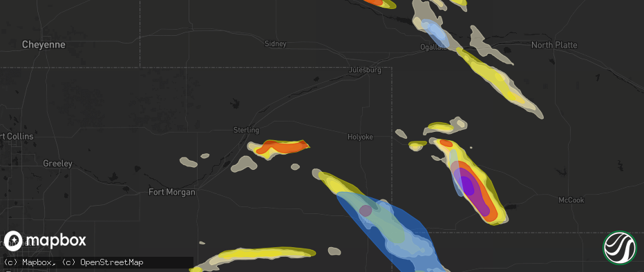 Hail map in Haxtun, CO on June 21, 2026