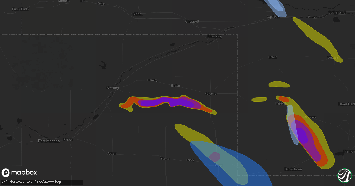 Hail map in Haxtun, CO on June 21, 2026