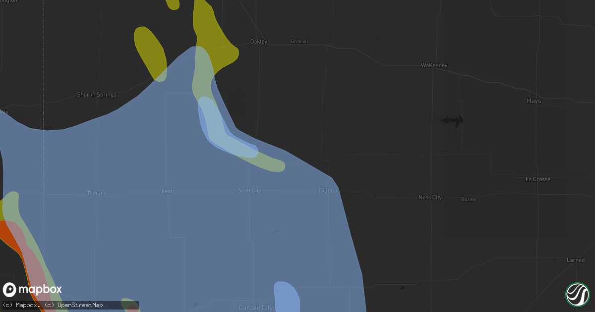 Hail map in Healy, KS on June 21, 2026