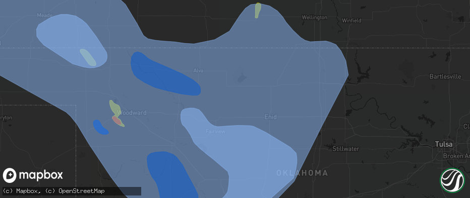 Hail map in Helena, OK on June 21, 2026