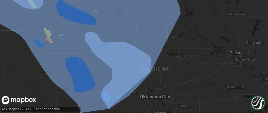 Hail map in Hennessey, OK on June 21, 2026